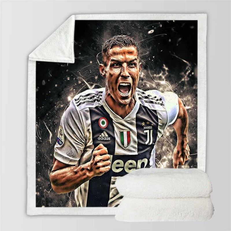 Cristiano Ronaldo Inspiring Juve Soccer Player Sherpa Fleece Blanket