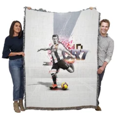 Cristiano Ronaldo Juve CR7 Soccer Player Woven Blanket