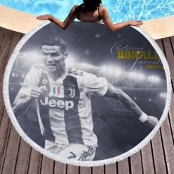 Cristiano Ronaldo Juventus Football Player Round Beach Towel 1