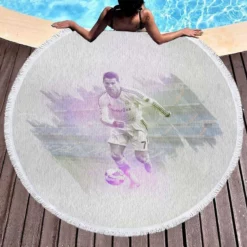 Cristiano Ronaldo La Liga Footballer Round Beach Towel 1