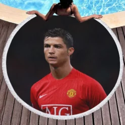 Cristiano Ronaldo Manchester United Top Player Round Beach Towel 1