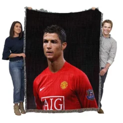Cristiano Ronaldo Manchester United Top Player Woven Blanket