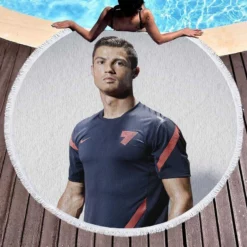 Cristiano Ronaldo Motivational Football Player Round Beach Towel 1