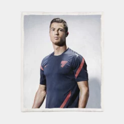 Cristiano Ronaldo Motivational Football Player Sherpa Fleece Blanket 1