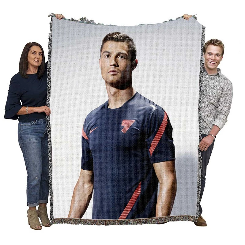 Cristiano Ronaldo Motivational Football Player Woven Blanket