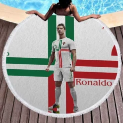 Cristiano Ronaldo One of the Greatest Players of All Time Round Beach Towel 1