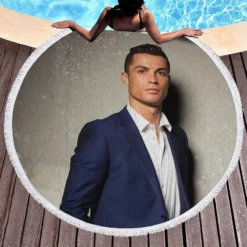 Cristiano Ronaldo Portugal Football Player Round Beach Towel 1