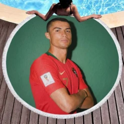 Cristiano Ronaldo Portugal Footballer Player Round Beach Towel 1