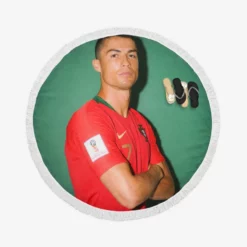 Cristiano Ronaldo Portugal Footballer Player Round Beach Towel