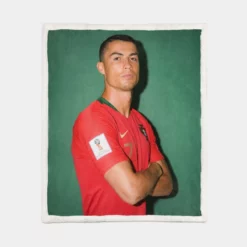 Cristiano Ronaldo Portugal Footballer Player Sherpa Fleece Blanket 1