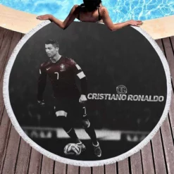 Cristiano Ronaldo Portugal Forward Football Player Round Beach Towel 1