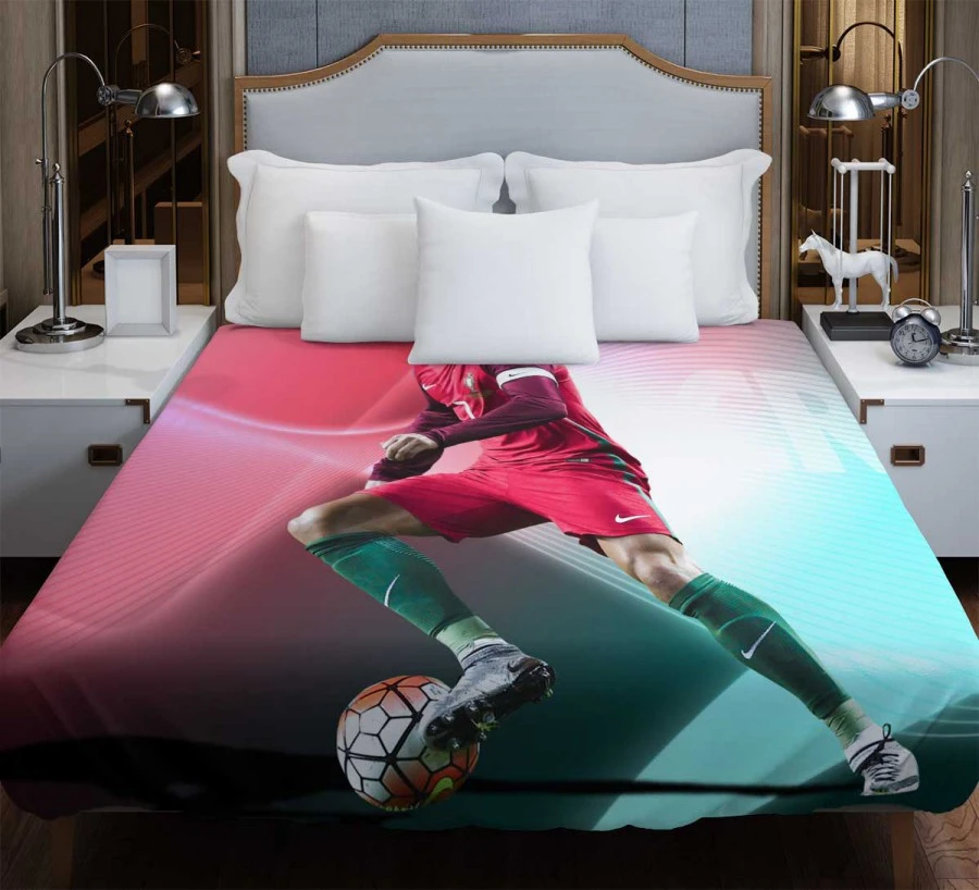 Cristiano Ronaldo Portugal Powerfull Footballer Duvet Cover