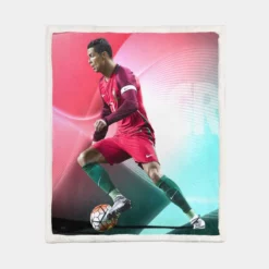 Cristiano Ronaldo Portugal Powerfull Footballer Sherpa Fleece Blanket 1