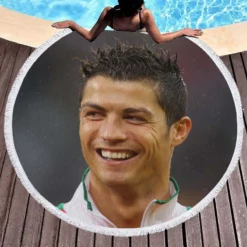 Cristiano Ronaldo Portugal Youth Player Round Beach Towel 1