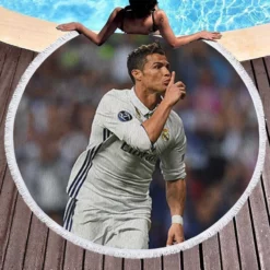 Cristiano Ronaldo Rapid Football Player Round Beach Towel 1