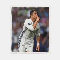 Cristiano Ronaldo Rapid Football Player Sherpa Fleece Blanket 1