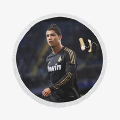 Cristiano Ronaldo Real Madrid Football Star Round Beach Towel