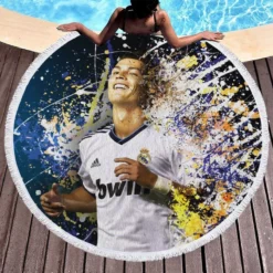 Cristiano Ronaldo Real Madrid La Liga Star Player Round Beach Towel 1