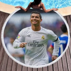 Cristiano Ronaldo Real Madrid sports Player Round Beach Towel 1