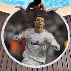 Cristiano Ronaldo Sports Player Real Madrid Round Beach Towel 1