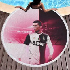 Cristiano Ronaldo The Golden Boy Of Sports Round Beach Towel 1