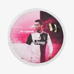 Cristiano Ronaldo The Golden Boy Of Sports Round Beach Towel