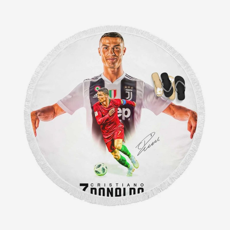 Cristiano Ronaldo The World s Most Famous Footballer Round Beach Towel