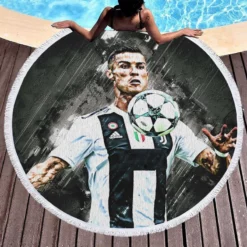 Cristiano Ronaldo UEFA Intertoto Cup Soccer Player Round Beach Towel 1