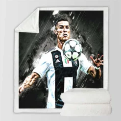 Cristiano Ronaldo UEFA Cup Soccer Player Sherpa Fleece Blanket
