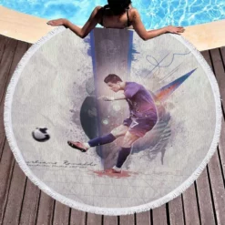 Cristiano Ronaldo competitive Football Player Round Beach Towel 1