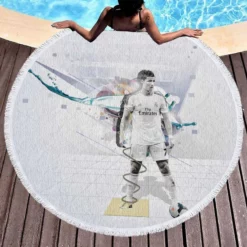 Cristiano Ronaldo determined Madrid Footballer Round Beach Towel 1