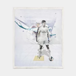 Cristiano Ronaldo determined Madrid Footballer Sherpa Fleece Blanket 1