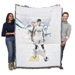 Cristiano Ronaldo determined Madrid Footballer Woven Blanket