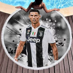 Cristiano Ronaldo dos Santos Aveiro Footballer Player Round Beach Towel 1