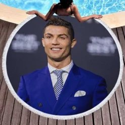 Cristiano Ronaldo dos Santos Aveiro Soccer Player Round Beach Towel 1