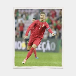 Cristiano Ronaldo energetic Football Player Sherpa Fleece Blanket 1