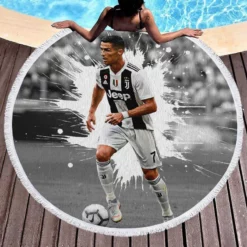 Cristiano Ronaldo gifted Juve Football Player Round Beach Towel 1