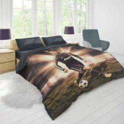 Cristiano Ronaldo in Black Jersey Football Player Duvet Cover 1