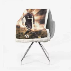 Cristiano Ronaldo in Black Jersey Football Player Sherpa Fleece Blanket 2