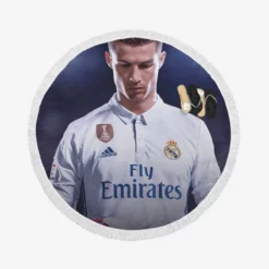 Cristiano Ronaldo in FIFA 18 Video Game Round Beach Towel