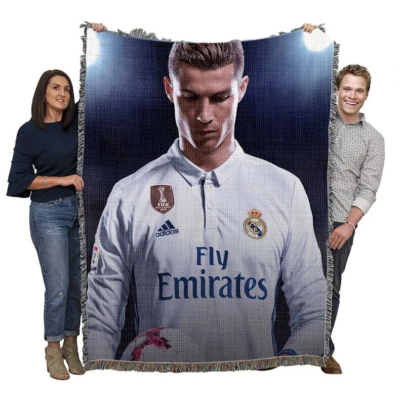 Cristiano Ronaldo in FIFA 18 Video Game Woven Blanket