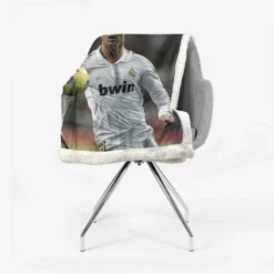 Cristiano Ronaldo in Real Madrid White Jersey Sherpa Fleece Blanket 2