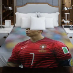 Cristiano Ronaldo in Striped Portugal Jersey Duvet Cover