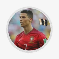 Cristiano Ronaldo in Striped Portugal Jersey Round Beach Towel