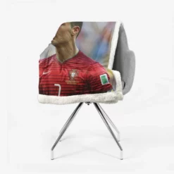 Cristiano Ronaldo in Striped Portugal Jersey Sherpa Fleece Blanket 2