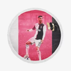 Cristiano Ronaldo in juventus Club Round Beach Towel