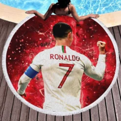 Cristiano Ronaldo lean Soccer Player Round Beach Towel 1