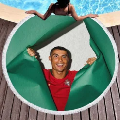 Cristiano Ronaldo mercurial Soccer Player Round Beach Towel 1