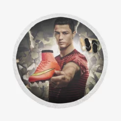 Cristiano Ronaldo sportive Football Player Round Beach Towel