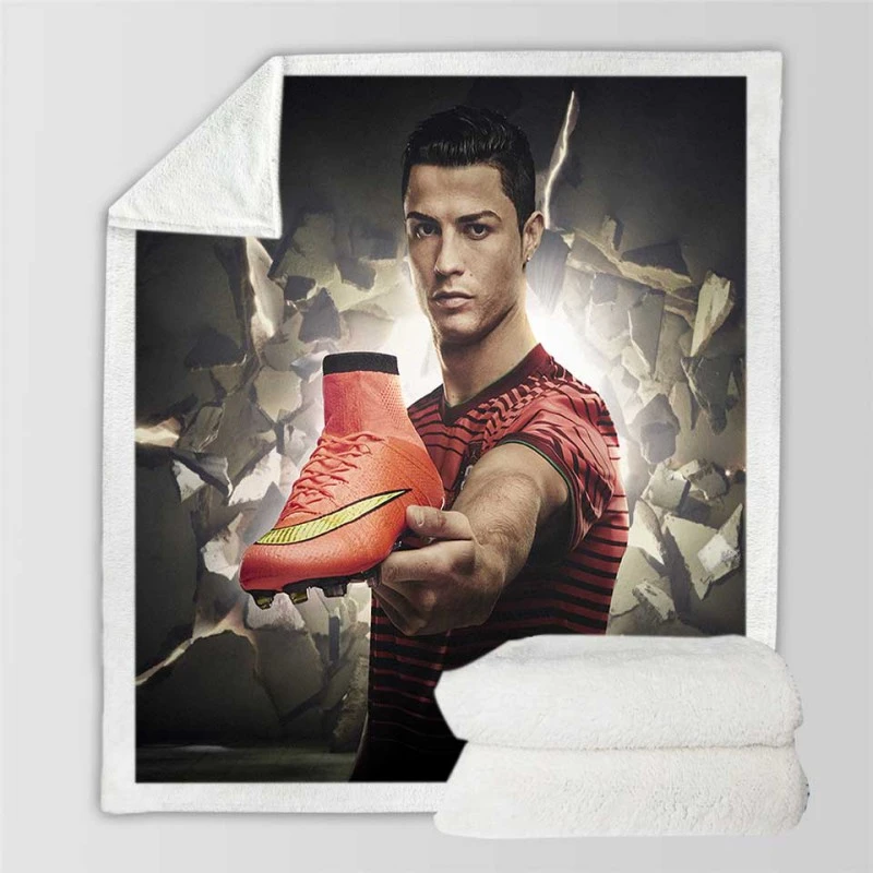 Cristiano Ronaldo sportive Football Player Sherpa Fleece Blanket